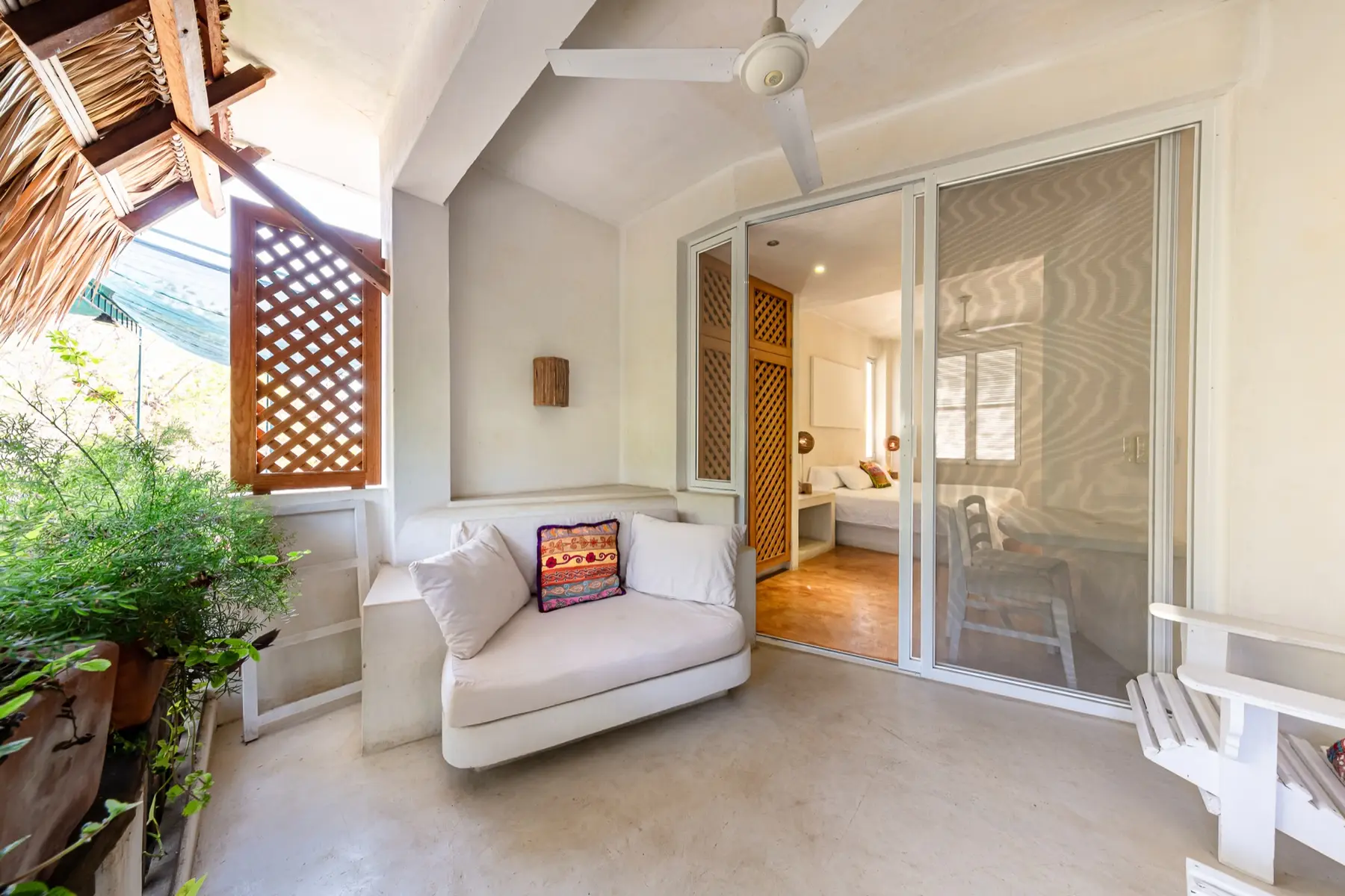 A bright Villa María guest room